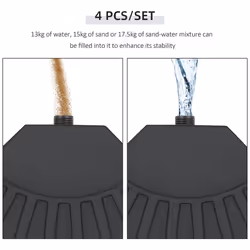 Outsunny 4PC Umbrella Base Sun Parasol Stand Holder Weight Sand Water Filled