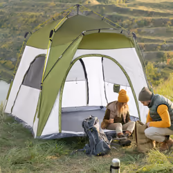 Outsunny 4 Man Pop Up Tent Camping Backpacking Dome Tent, Green