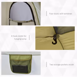 Outsunny 4 Man Pop Up Tent Camping Backpacking Dome Tent, Green - Additional view 4
