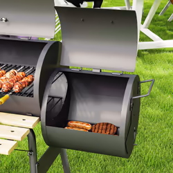Outsunny Portable Charcoal BBQ Grill Steel Offset Smoker Combo Backyard - Additional view 8