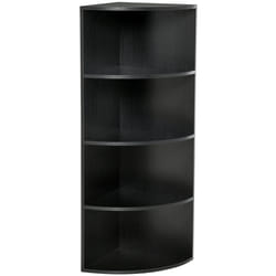 HOMCOM Corner Shelf 4 Tier Bookshelf Plant Stand Standing Unit Black