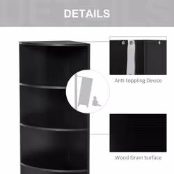 HOMCOM Corner Shelf 4 Tier Bookshelf Plant Stand Standing Unit Black