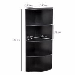HOMCOM Corner Shelf 4 Tier Bookshelf Plant Stand Standing Unit Black