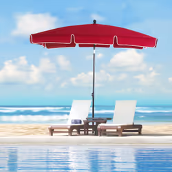 Outsunny Aluminium Sun Umbrella Parasol Patio Rectangular 2M x 1.3M Red