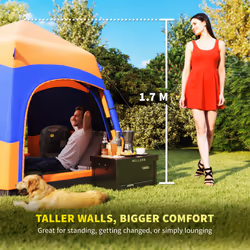 Outsunny 4 Person Camping Tent Festival Hiking Shelter, Orange - Additional view 4