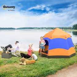 Outsunny 4 Person Camping Tent Festival Hiking Shelter, Orange - Additional view 8