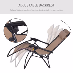 Outsunny Zero Gravity Chair, Reclining Lounger w/ Pillow Beige