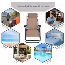 Outsunny Zero Gravity Chair, Reclining Lounger w/ Pillow Beige - Additional view 5