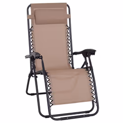 Outsunny Zero Gravity Chair, Reclining Lounger w/ Pillow Beige - Additional view 6