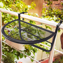 Outsunny Balcony Hanging Folding Half Coffee Table Storage Rack Flower Stand