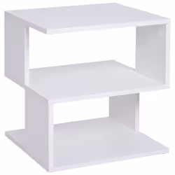 HOMCOM Modern 2 Tier Wood Coffee Side Table with Storage Shelf White