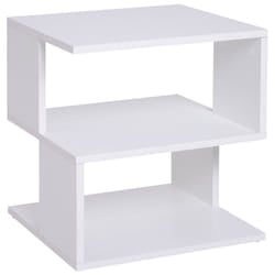 HOMCOM Modern 2 Tier Wood Coffee Side Table with Storage Shelf White