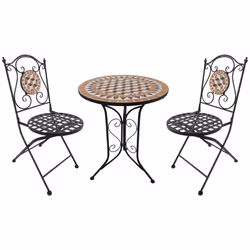Outsunny 3 Pcs Mosaic Bistro Table Chair Set Patio Garden Dining Furniture