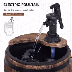 Outsunny Wood Barrel Pump Garden Fountain Water Feature Flower Planter Stand New