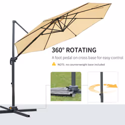 Outsunny 3(m) Garden Banana Parasol Patio Cantilever Hanging Umbrella Beige - Additional view 4