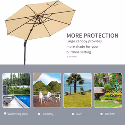 Outsunny 3(m) Garden Banana Parasol Patio Cantilever Hanging Umbrella Beige - Additional view 6