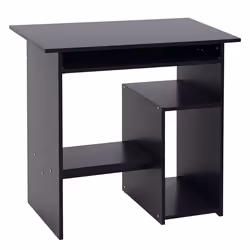 HOMCOM Compact Small Computer Table Wooden Desk Keyboard Tray Storage Black - Additional view 8