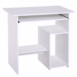 HOMCOM Compact Small Computer Table Wooden Desk Keyboard Tray Storage White - Additional view 8
