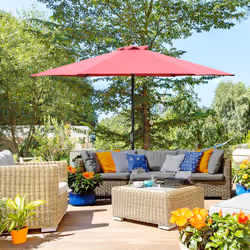 Outsunny 2.8m Patio Umbrella Parasol Outdoor Table Umbrella 6 Ribs Wine Red