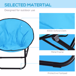 Outsunny Folding Saucer Moon Chair Oversized Padded Seat Round Oxford Blue - Additional view 4