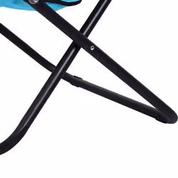 Outsunny Folding Saucer Moon Chair Oversized Padded Seat Round Oxford Blue - Additional view 6