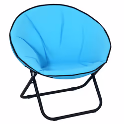 Outsunny Folding Saucer Moon Chair Oversized Padded Seat Round Oxford Blue - Additional view 8