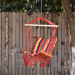 Outsunny Hammock Chair Swing Colourful Striped Seat Porch Indoor Outdoor Hanging