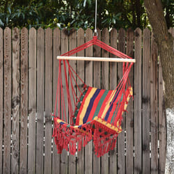 Outsunny Hammock Chair Swing Colourful Striped Seat Porch Indoor Outdoor Hanging