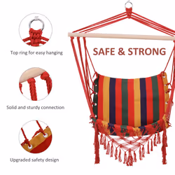 Outsunny Hammock Chair Swing Colourful Striped Seat Porch Indoor Outdoor Hanging