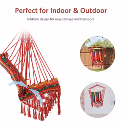 Outsunny Hammock Chair Swing Colourful Striped Seat Porch Indoor Outdoor Hanging - Additional view 4