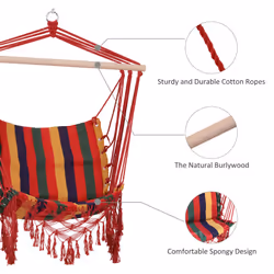 Outsunny Hammock Chair Swing Colourful Striped Seat Porch Indoor Outdoor Hanging - Additional view 5