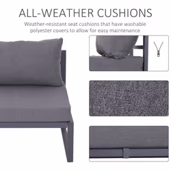 Outsunny 6pcs Garden Sectional Sofa Set Aluminum Frame Coffee Table Footstool