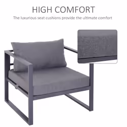 Outsunny 6pcs Garden Sectional Sofa Set Aluminum Frame Coffee Table Footstool