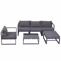 Outsunny 6pcs Garden Sectional Sofa Set Aluminum Frame Coffee Table Footstool - Additional view 5