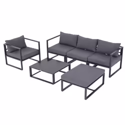 Outsunny 6pcs Garden Sectional Sofa Set Aluminum Frame Coffee Table Footstool - Additional view 8