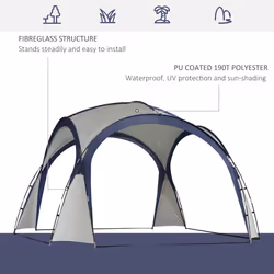 Outsunny Outdoor Gazebo Event Dome Shelter Party Tent for Garden Cream and Blue