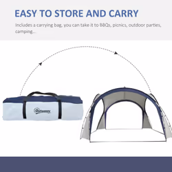 Outsunny Outdoor Gazebo Event Dome Shelter Party Tent for Garden Cream and Blue - Additional view 4