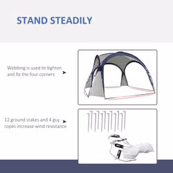 Outsunny Outdoor Gazebo Event Dome Shelter Party Tent for Garden Cream and Blue - Additional view 5