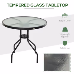 Outsunny 80cm Outdoor Round Dining Table with Tempered Glass Top - Additional view 4