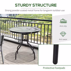 Outsunny 80cm Outdoor Round Dining Table with Tempered Glass Top - Additional view 5