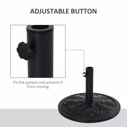 Outsunny 13KG Round Parasol Base Heavy Duty Cement Stand Umbrella Holder Garden