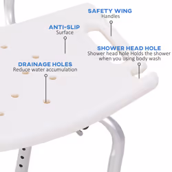 HOMCOM Bath Chair Shower Seat Safety Bathroom Elderly Aids Adjustable Positions
