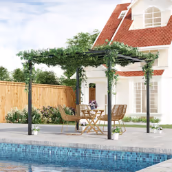Outsunny 3x3m Metal Gazebo Pergola Grape Trellis Climbing Plants Sun Shelter