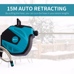 DURHAND 15M Water Hose Reel Compact Garden Car Auto Retract Spray Nozzle - Additional view 11