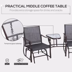 Outsunny Double Glider Companion Rocking Garden Chairs Loveseat Grey and Brown