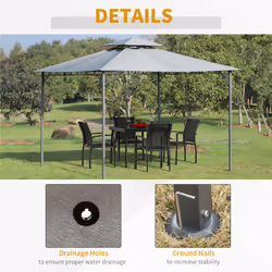 Outsunny 3x3(m) Outdoor Patio Gazebo Steel Canopy Tent Pavilion 2-Tier Roof Top