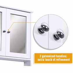 kleankin Wall-mounted Cabinet Mirror Door Bathroom Organiser Living Room White - Additional view 4