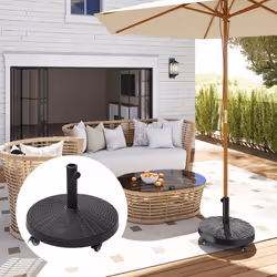 Outsunny Resin Patio Umbrella Base Parasol Stand Weight Deck w/ Wheels