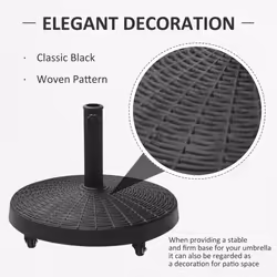 Outsunny Resin Patio Umbrella Base Parasol Stand Weight Deck w/ Wheels