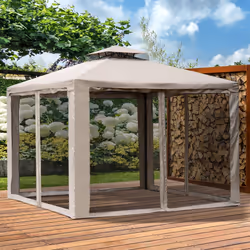 Outsunny 3 x 3 m Metal Gazebo Garden Outdoor 2-Tier Roof Marquee Party Tent Taup
